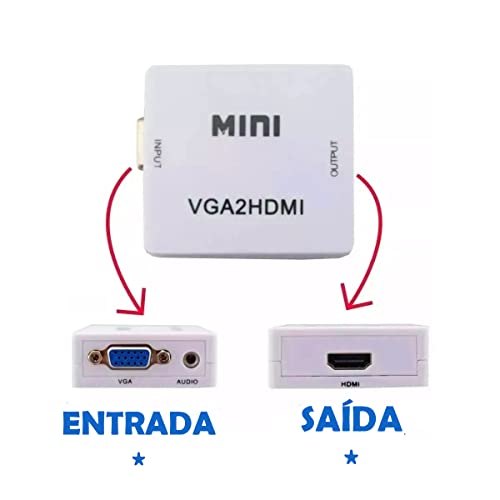 Mini Adaptador Conversor VGA Para HDMI Full HD Com Áudio Desbloqueado Converter 1080p Adaptador Vga2