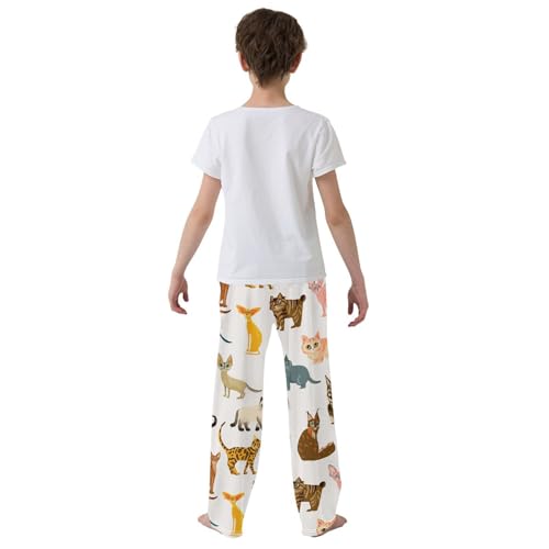 Boys' Pants Funny Kitten Cats Cute Long Bottoms Jogger Pants Elastic Waist Trousers with Pockets S-XL3