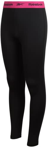 Reebok Girls’ Thermal Underwear Set – Performance Base Layer Long Sleeve T-Shirt And Leggings (S-L), Size Medium, Black #TOP5