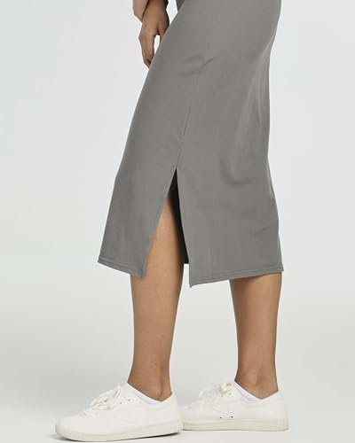 Image of Real Essentials 3 Pack: Women's Ribbed Knit Sleeveless Crew Neck Tank Casual Midi Shift Dress with Slit