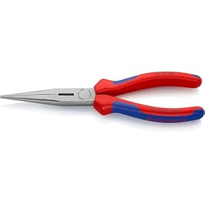 KNIPEX Flachrundzange mit Schneide, 200 mm, Chrom-Vanadium Stahl, formstabil bei Verwindung durch elastische Spitze, Flachzange, 26 12 200