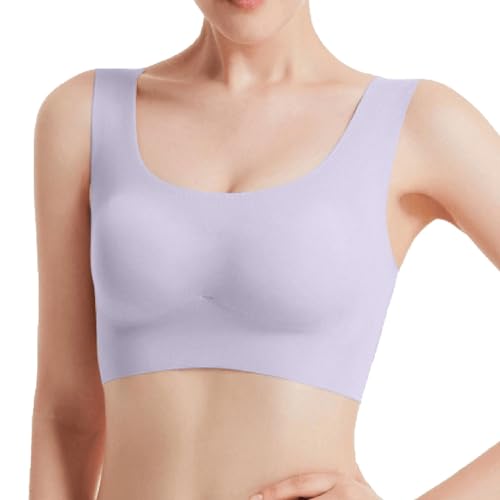 Sujetadores para mujer, sostén delgado acolchado cómodo, sin varillas, transpirable, para dormir todos los días, sostén grande, Morado (, S