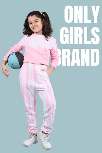 Image of Tweeny Mini Girls Kids Pure Cotton Terry Joggers Set | Tie Dye Co ord Set Winter Combo Outfit with Full Sleeves Sweatshirt and Pants | Relaxed and Comfortable Fittings