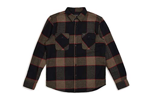 Brixton Men's Bowery L/S Flannel, Heather Grey/Charcoal, M