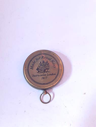 Brújula de trabajo estilo antiguo en latón con dial blanco - 2 pulgadas color marrón antiguo miniatura 3