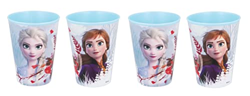 Theonoi Lot de 4 gobelets pour enfant 260 ml/au choix : Minnie Pony Princesse Frozen PawPatrol en plastique sans BPA – Cadeau pour fille (4 x Frozen)