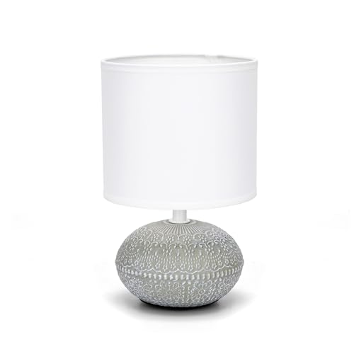 VoltShine Lámpara de mesa de cerámica E14, sin fuente de luz, ideal para decorar y crear ambientes acogedores en hogares y oficinas.