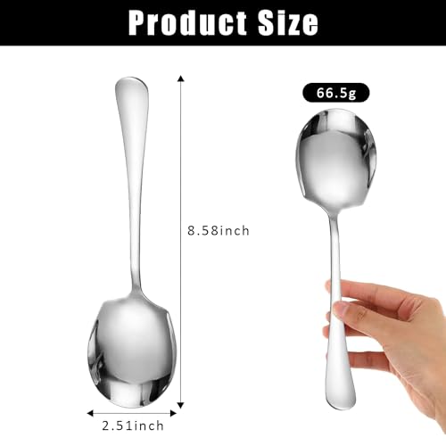 2 Pezzi Cucchiaio da Portata Grandi in Acciaio Inossidabile, Cucchiai da Portata con Manico Lungo, Cucchiai Da Portata per Buffet, Grandi Cucchiaio da Portata per Cucina Ristorante Banchetto - immagine 3