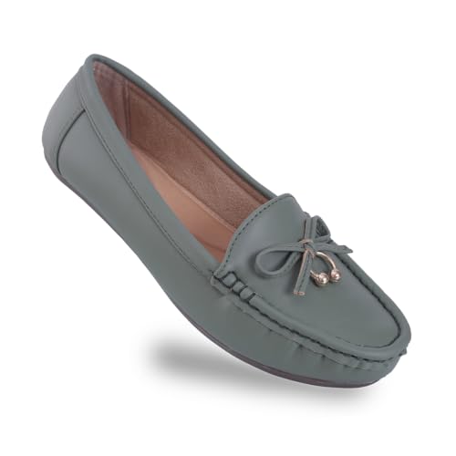 Image of CatBird Women's Flat Shoes for Casual & Office Wear, Bow Detail Slip-On Loafers