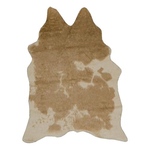 BOWERY HILL Polyester Mini Cowhide Accent Rug in Caramel and Cream