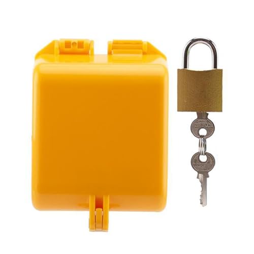 P Prettyia 蛇口ロック タップ保護カバー 盗難防止ロック 屋外用蛇口ロック ロックアウトと安全な南京錠 裏庭の学校用, 黄色