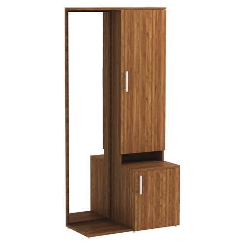 Image of DesignFit Engineered Wood Dressing Table with Storage Wooden Dressing Table with Mirror Vanity Table for Bedroom Home Living Room (Walnut Finish)