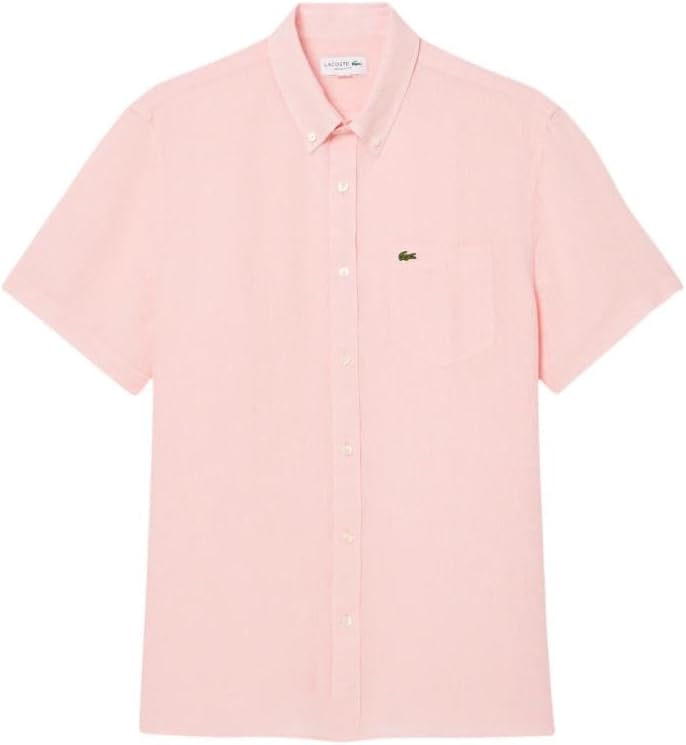 Lacoste Men's Regular Fit Linen Casual Button Down - Image 5