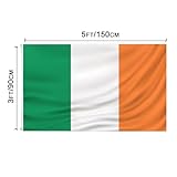 Irish Flag 3X5-Ireland Flag Polyester outdoor indoor Canvas Header and Double Stitched with two Brass Grommets
