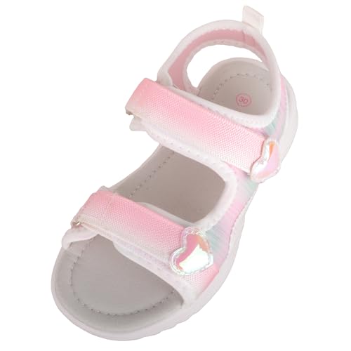 Image of ABSOLUTE FOOTWEAR Childrens Infants Touch and Close Summer Sandals with Heart Design - White - UK Child 11 / EU 29