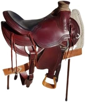 Western Horse Saddle Wade Tree A Fork Ranch Roping Work Handmade Tooled Carved Premium Leather Equestrian Trail Horse Saddle for Horse Riding Size: 10-18 inches Seat, OS97