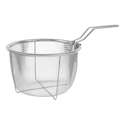 Garneck Stainless Steel Deep Fry Basket with Handle 5.9'' Round Fry Basket for Air Fryer Daddy for French Fries Shrimp and Other Fried Foods