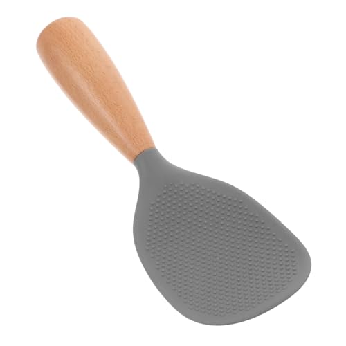 BRIGHTFUFU Silicone Rice Spoon with Handle Non Stick Rice Ladle for Serving and Mixing Space Saving Upright Design