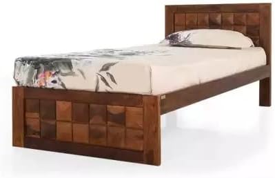 SONA ART & CRAFTS Solid Sheesham Wood Single Bed Furniture for Bedroom Solid Wood Bed Single Size Palang Wooden Rosewood Hostel Bed Single Living Room Furniture (Color - Honey Finish) 02