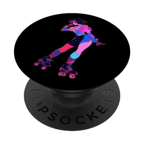 Pattinaggio a rotelle ragazza roller skater discoteca anni '70 '80 Retro Party PopSockets PopGrip Intercambiabile Pattinaggio a rotelle ragazza roller skater discoteca anni '70 '80 Retro Party PopSockets PopGrip Intercambiabile