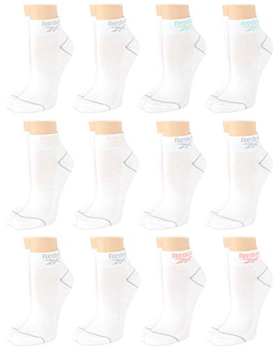 Image of Reebok Womens Quarter Socks - 12 Pack Performance Arch Support Ankle Socks - Cushioned Athletic Socks for Women (Size: 4-10), Size 4-10, Solid White 2