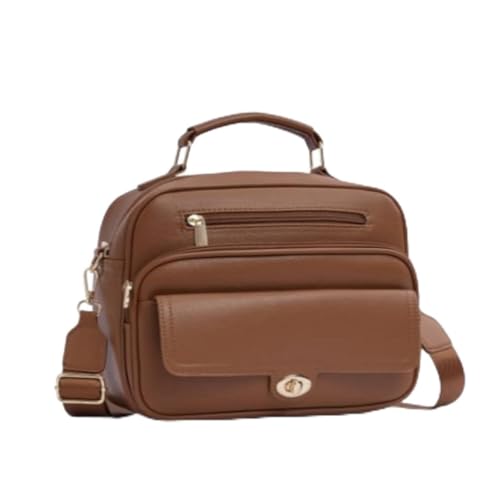 Bolsa Transversal Feminina Casual com Alça Lateral Múltiplos Compartimentos Estilo Tiracolo (MARROM CLARO)