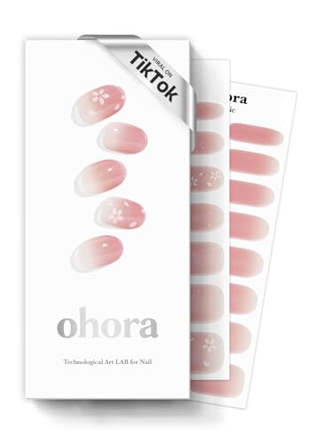ohora Semi Cured Gel Nail Strips (N Blossom) - Nude, Ombre, 30 Pcs for 2 Cycles, UV Lamp Compatible, Salon-Quality, Long-Lasting & Easy to Apply, Includes 2 Prep Pads, Nail File & Stick