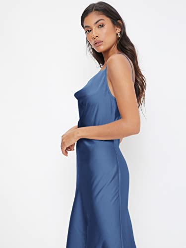 Image of Floerns Women's Spaghetti Strap Cowl Neck Long Slip Satin Silk Midi Dress