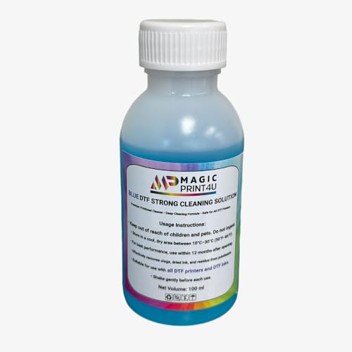 MagicPrint4U DTF Blue Strong Cleaning Solution 100ML Printhead Cleaner for DTF Printers Removes Ink Residue, Prevents Clogs & Restores Smooth Printing Safe Maintenance Fluid for All DTF Print Heads