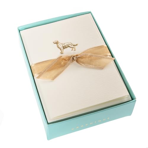 Image of Graphique La Petite Presse Golden Retriever Boxed Notes | Blank Note Cards with Envelopes | 10 Count All Occasion Greeting Card Set | 3.25 x 4.75 Inches | High Quality Thick Paper Stationery with Unique Design