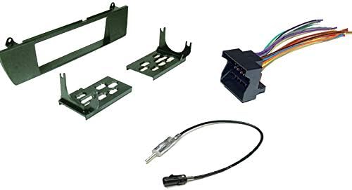 Stereo Wiring Harness, Dash Install Kit Faceplate, with FM Antenna Adaptor (Combo Complete Aftermarket Stereo Wire and Installation Kit) Fits into a BMW Z4 2003 2004 2005 2006 2007 2008