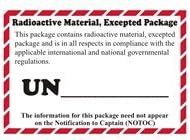 Air Sea Containers Radioactive Material, Excepted Package Label - Meets The Requirements Under International Regulations. DOT CFR-49, ICAO, IATA, & IMDG Regulations - 4.375" x 3.25" Roll of 500