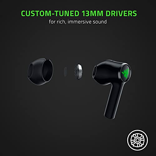 Razer Hammerhead True Wireless X - Low Latency Earbuds (Low Latency 60ms Gaming Mode, Mobile App Customisation, Custom-tuned 13mm drivers, Bluetooth 5.2 with Auto-Pairing, Google Fast Pair) Black