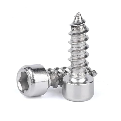 Tornillo de ojo de acero inoxidable, Paquete de 10 tornillos autorroscantes con cabeza hexagonal y cáncamo(35mm X10pcs,M4)