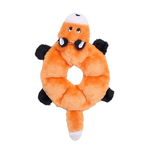 ZippyPaws Loopy - No Stuffing Dog Toys to Keep Them Busy, for Small, Medium, & Large Dogs, Squeaky Pet Toy for Boredom, Unstuffed Chew Toy, Soft Plush Puppy Products, Fox - 10\"