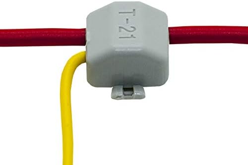 AlphaO Quick Splice Snap Wire Connector - Self-Stripping Electrical Butt Connector Terminal Kit No Clipping, Splicing, Taping Needed/One-to-One & T-tap Connection (T-21, 100 pcs, 20-18, 24-22 AWG)