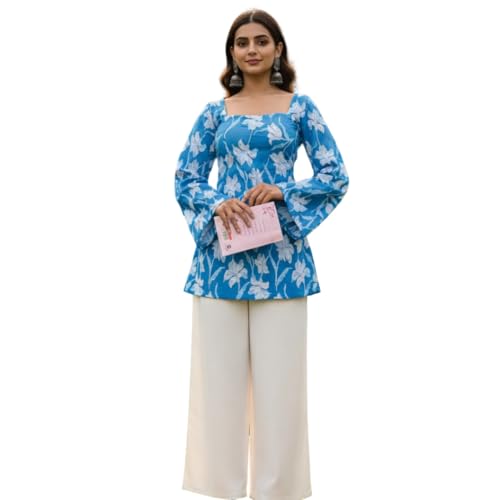 Image of Womens Pure Cotton Regular Floral Printed Top for Women
