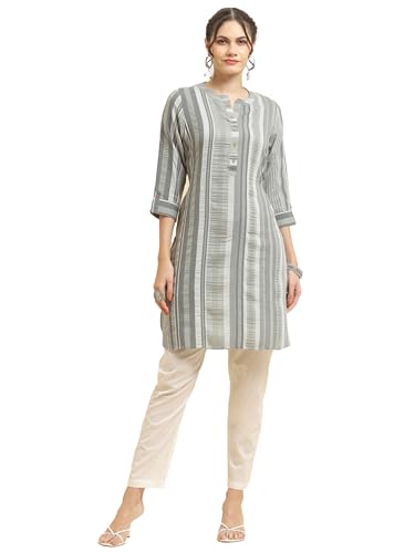 Image of Shree Women Liva (Rayon) White Floral Print Kurta