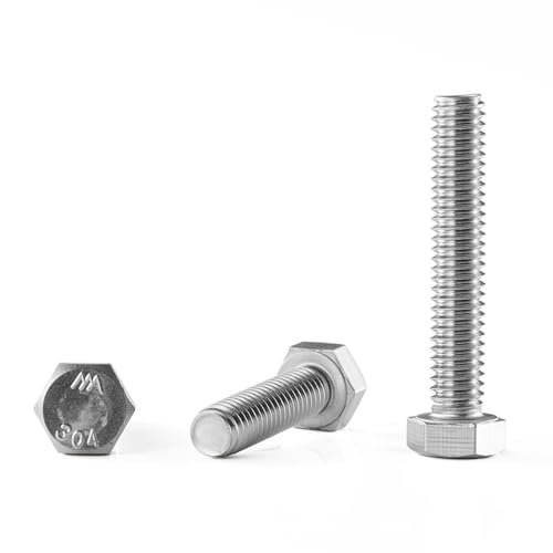 Image of 1 /2 inch-13 x 2-1 /2 inch Hex Head Screw Bolt, 20Pcs Stainless Steel 304 (18-8), Fully Threaded Bolts, Plain Finish