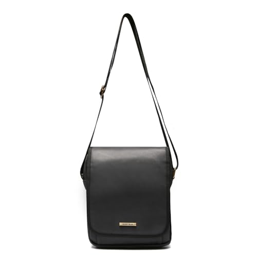 Bolsa Crossbody Masculina Média Couro Sifra (PRETO RUSTICO)