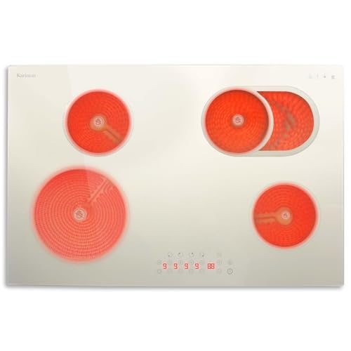 Image of Karinear 30 Inch Electric Cooktop, Beige-gray Glass Cermaic Radiant Stove