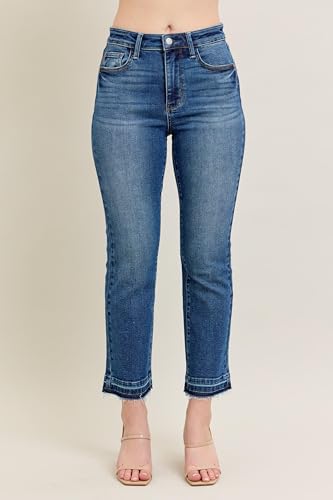 Judy Blue Women's High Waist Vintage Wash Release Hem Kick Flare Jeans Plus Size3