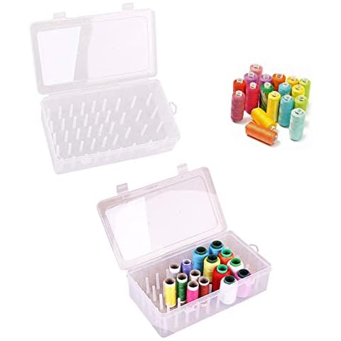 2 Pcs 42 Spool Sewing Thread Box Plastic Sewing Thread Storage Box Thread Storage Box for Spools Cotton Reel Storage Plastic Spools Storage Box for Sewing, Embroidery Hair-Braiding Cover