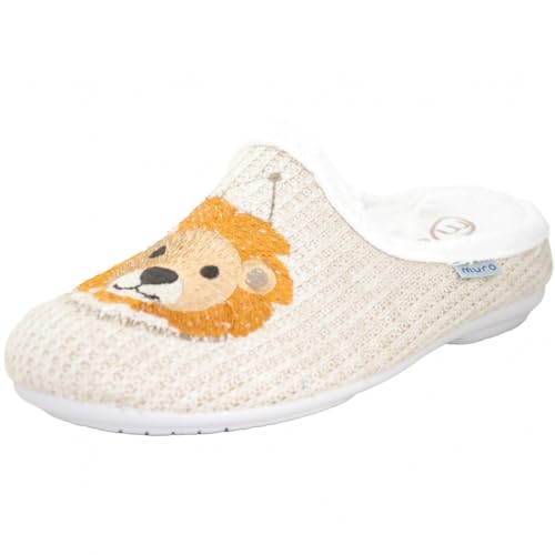 Chaussures de maison enfant animaux brodés lion rhinocéros 2705