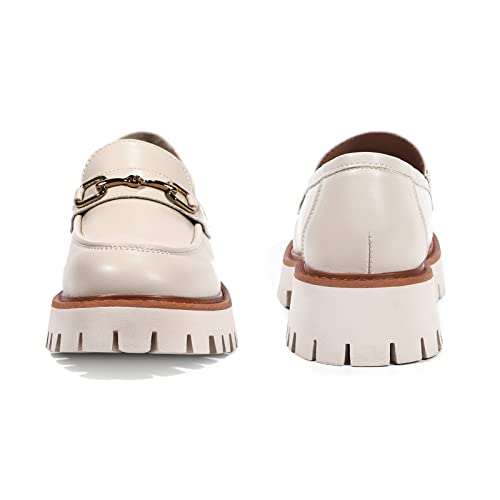 Image of Platform Loafers for Women Chunky Heel Lug Sole Loafers Slip ons Round Toe