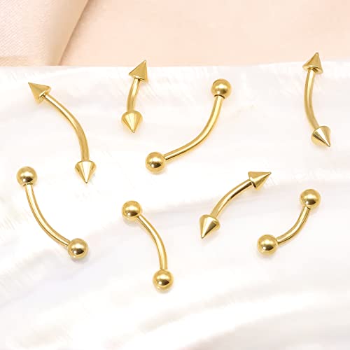 Blisi 8Pcs Body Piercing Jewelry Lot 16G Titanium Nose Septum Lip Cartilage Tragus Eyebrow Industrial Barbell Horseshose Piercing Kit Jewelry 6Mm/8Mm/10Mm/12Mm (8Pcs Eyebow Piercing-Gold) #TOP4