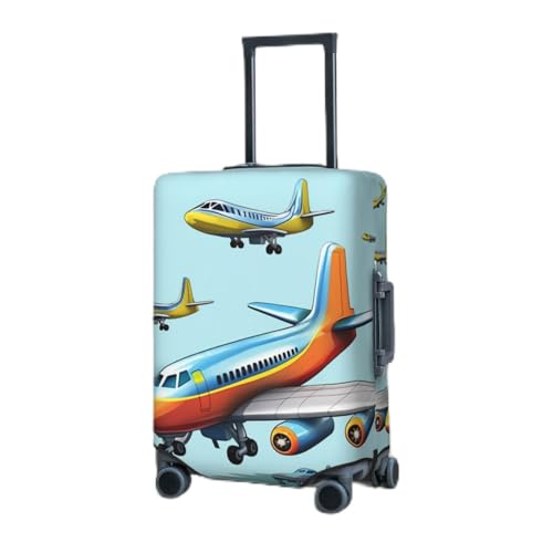 Travel Luggage Cover for Suitcase Elastic Suitcase Protector Cartoon Airplane Suitcase Covers Washable Suitcase Protective Cover Dust-proof Luggage Covers Fit 18-32 Inch Luggage