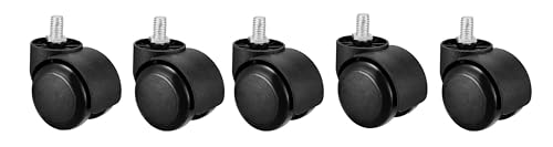 Image of K25 Heavy Duty Office Chair Nylon Twin Wheels Tyres Caster Screw Type /Load capacity-150 kg (Pack of 5 Pieces, 50 mm)