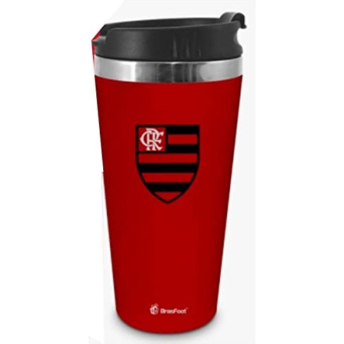 Copo T&eacute;rmico Inox Emborrachado Flamengo 450ml Brasfoot