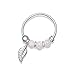 Miya Jewelry Handmade Silver Single 10MM Cartilgae Helix Piercing Hoop Earring with Trio White Opal & Tiny Leaf, 925 Sterling Silver Very Small 10MM Thin 22 Gauge Hoop for women (Silver-Leaf-White)